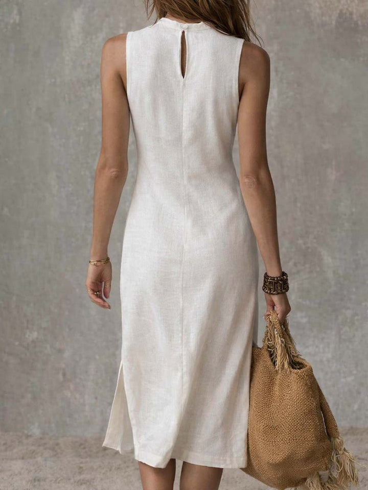 CHLOE | FITTED HIGH-NECK MIDI DRESS