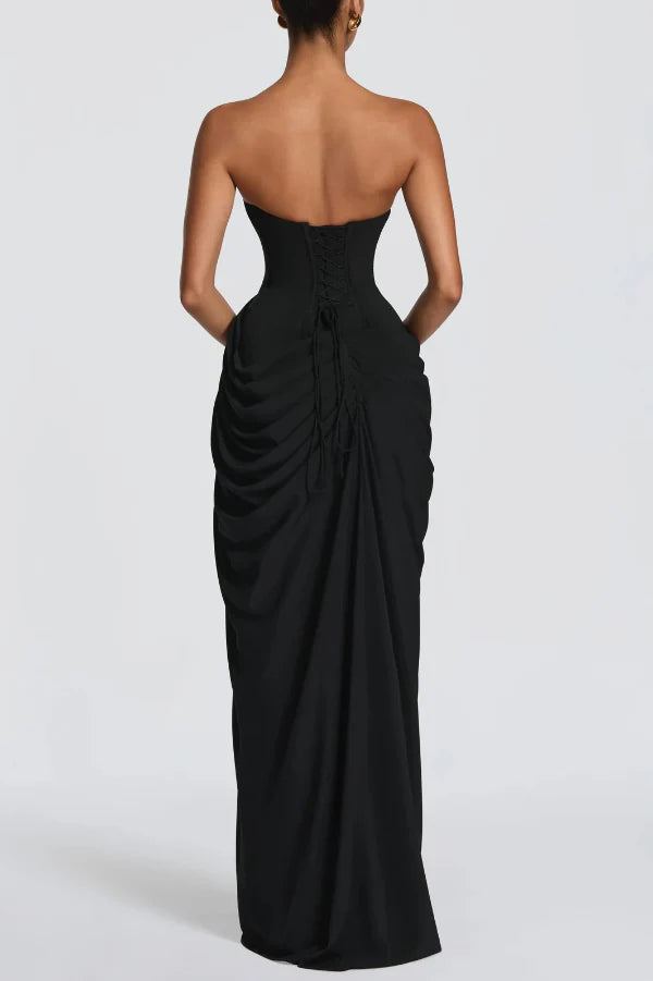 CYRA | STRAPLESS CHIFFON MAXI DRESS