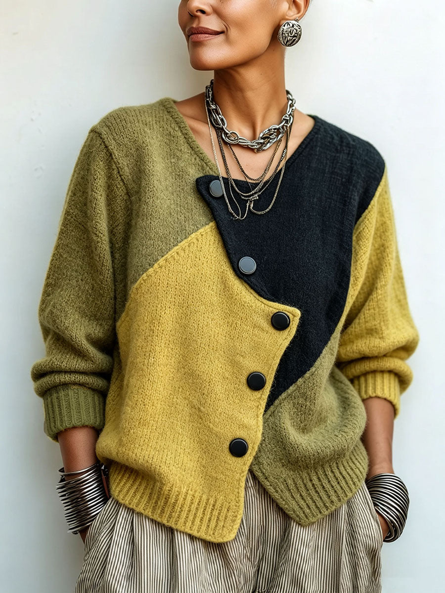BECKETT | ASYMMETRIC COLORBLOCK KNIT SWEATER