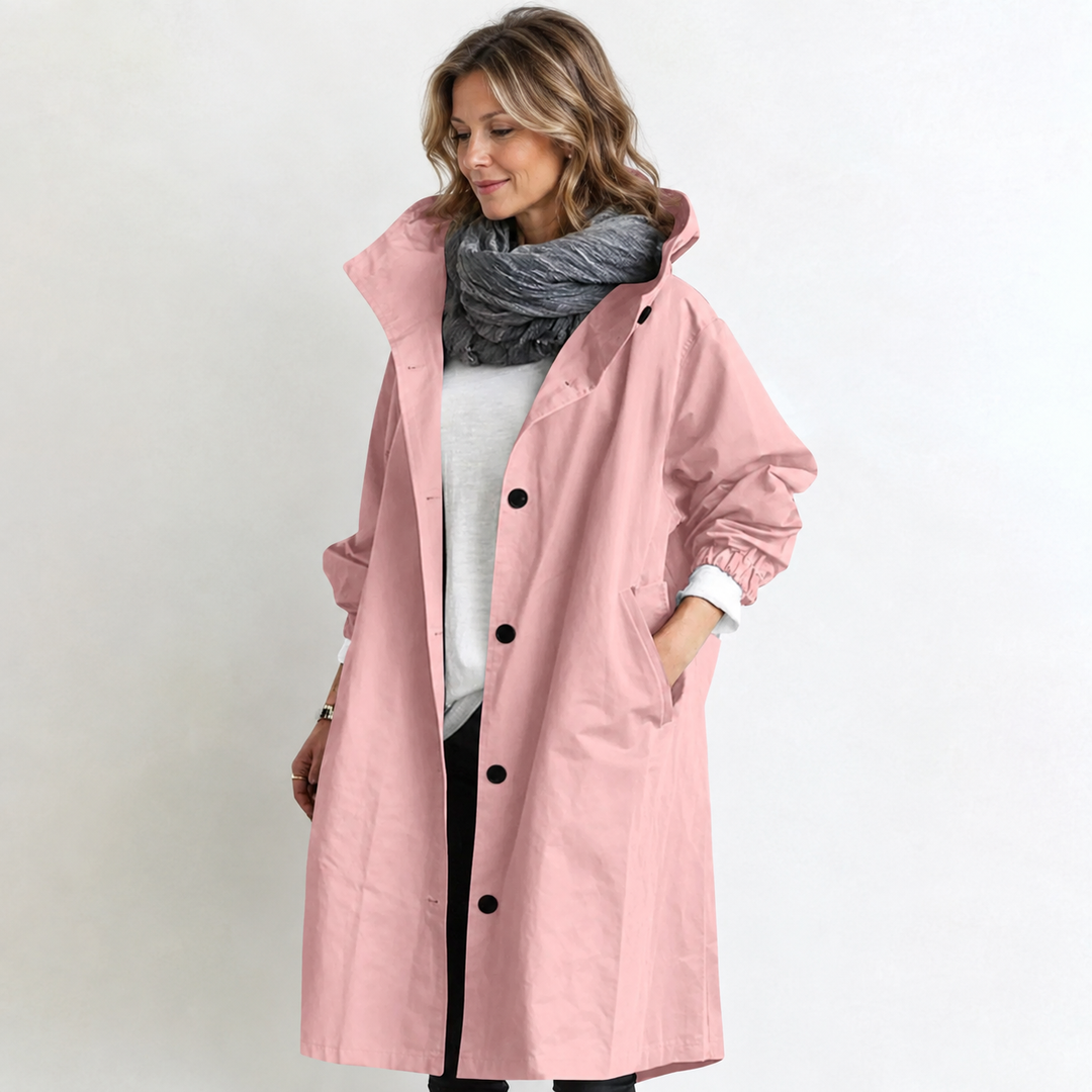 CLAUDIA | HOODED LONGLINE BUTTON-FRONT COAT – Wells and Mercer