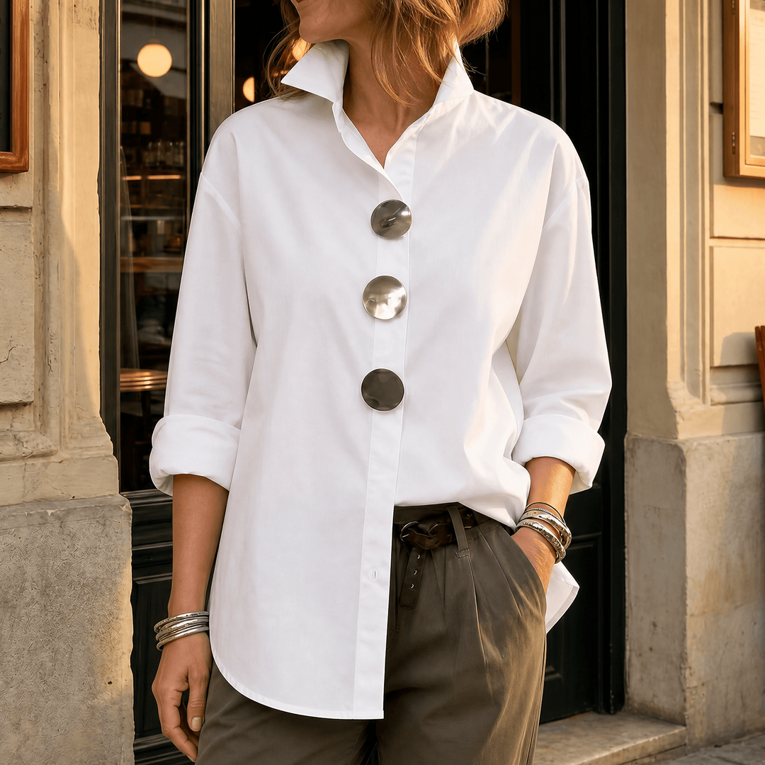 PEGGY | ASYMMETRIC STATEMENT-BUTTON BLOUSE