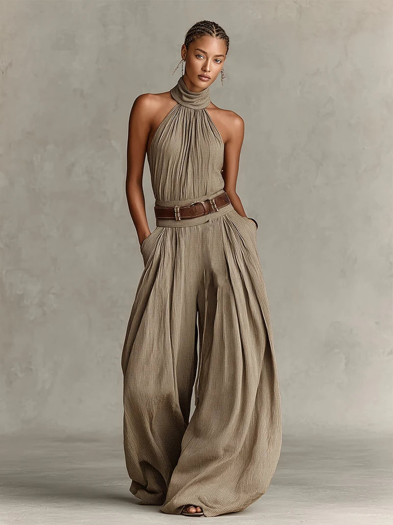 NINA | ELEGANT BELTED WIDE-LEG JUMPSUIT