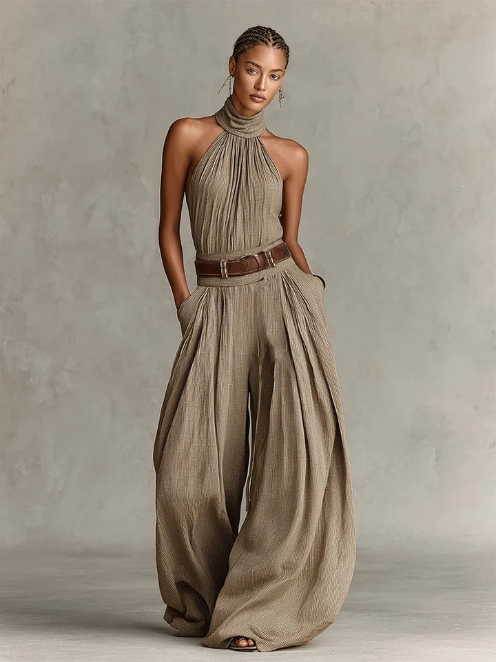 NINA | ELEGANT BELTED WIDE-LEG JUMPSUIT