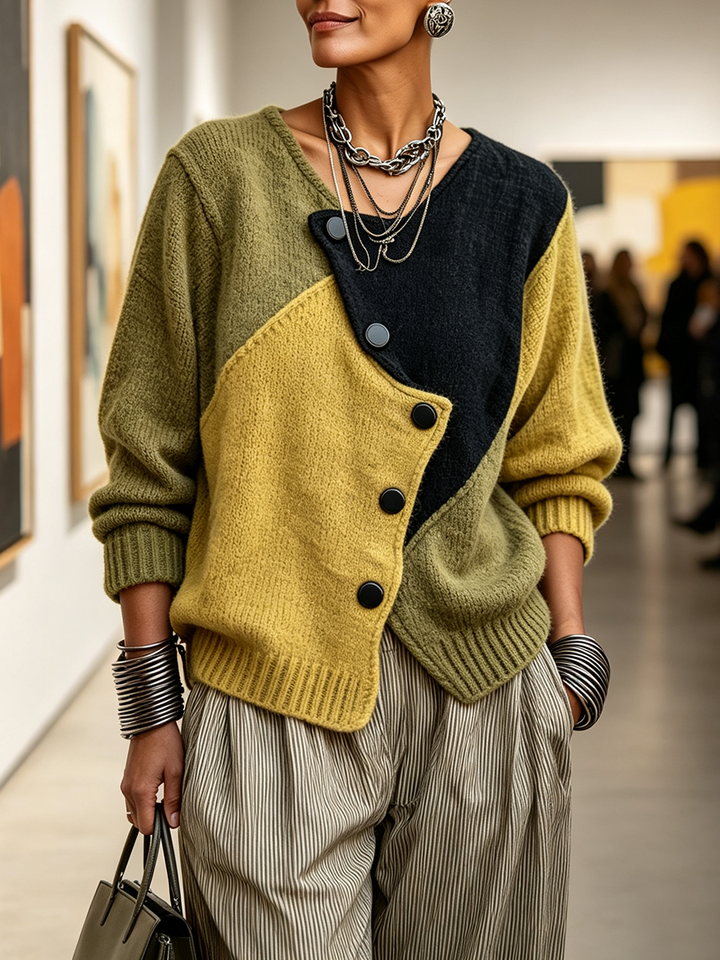 BECKETT | ASYMMETRIC COLORBLOCK KNIT SWEATER