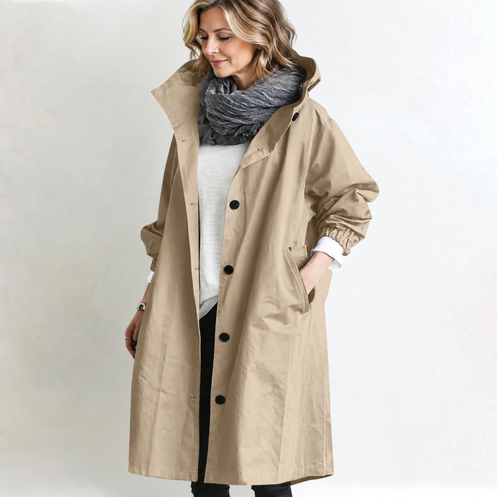 CLAUDIA | HOODED LONGLINE BUTTON-FRONT COAT