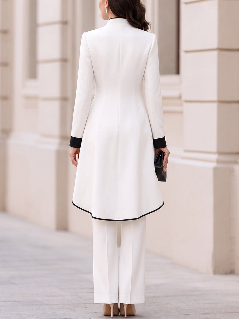 VERONICA | PIPED PEPLUM BLAZER &amp; STRAIGHT-LEG PANTS SET