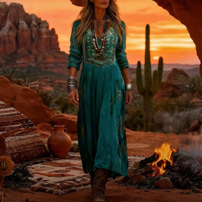 EVELYN | BOHEMIAN DETAILED BODICE MAXI DRESS