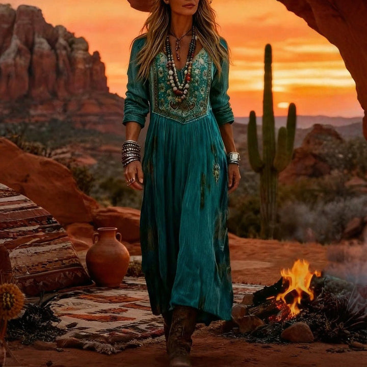 EVELYN | BOHEMIAN DETAILED BODICE MAXI DRESS