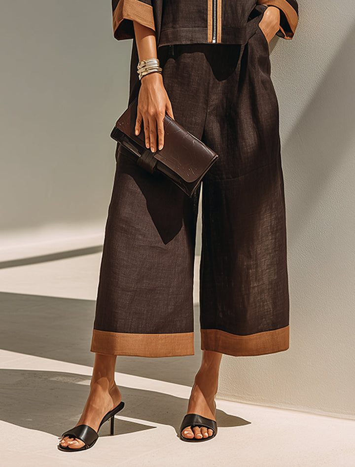 MARIANA | LINEN STAND-COLLAR TWO-PIECE SET