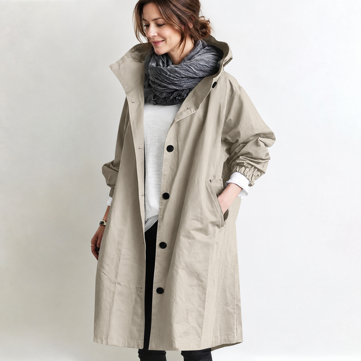 CLAUDIA | HOODED LONGLINE BUTTON-FRONT COAT