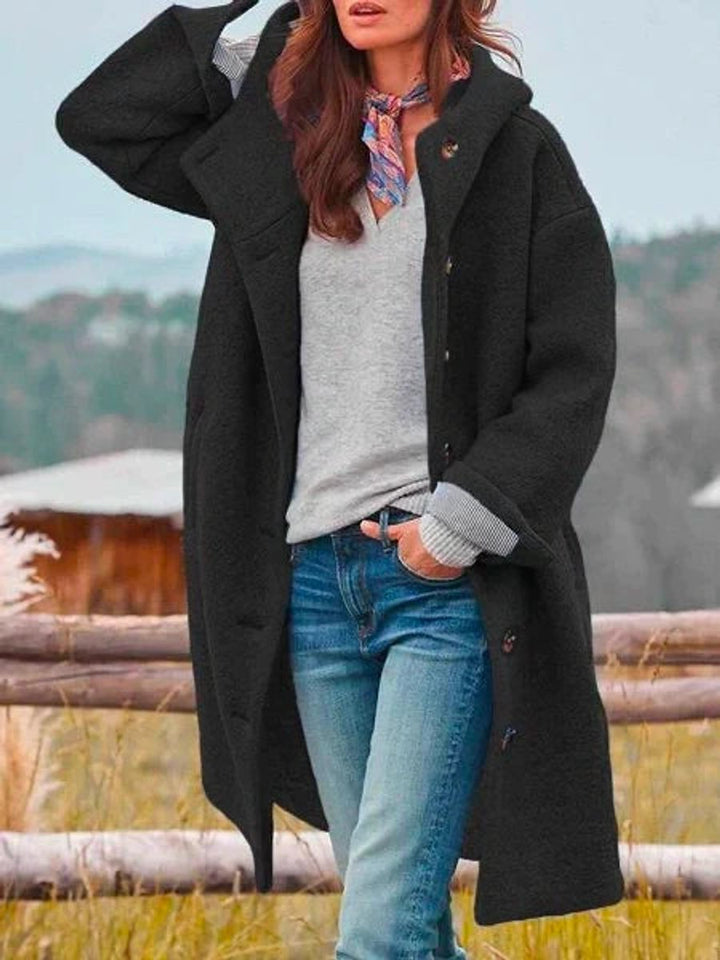 ELEANOR | LONGLINE HOODED BUTTON-FRONT COAT