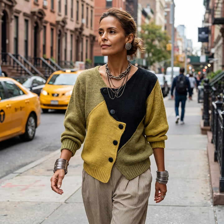 BECKETT | ASYMMETRIC COLORBLOCK KNIT SWEATER