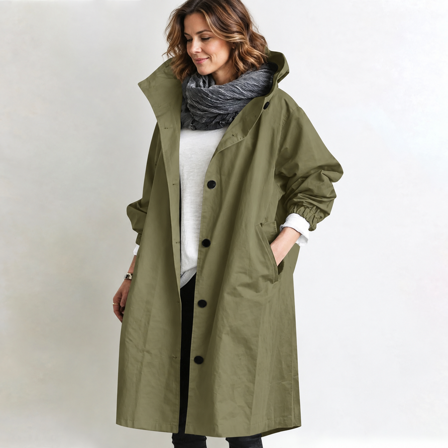 CLAUDIA | HOODED LONGLINE BUTTON-FRONT COAT – Wells and Mercer