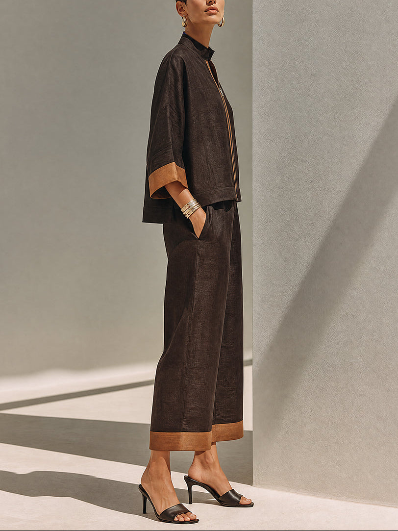 MARIANA | LINEN STAND-COLLAR TWO-PIECE SET