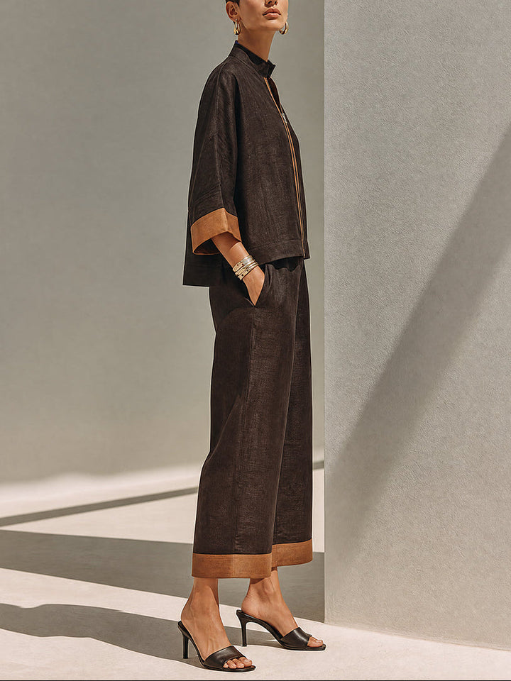 MARIANA | LINEN STAND-COLLAR TWO-PIECE SET