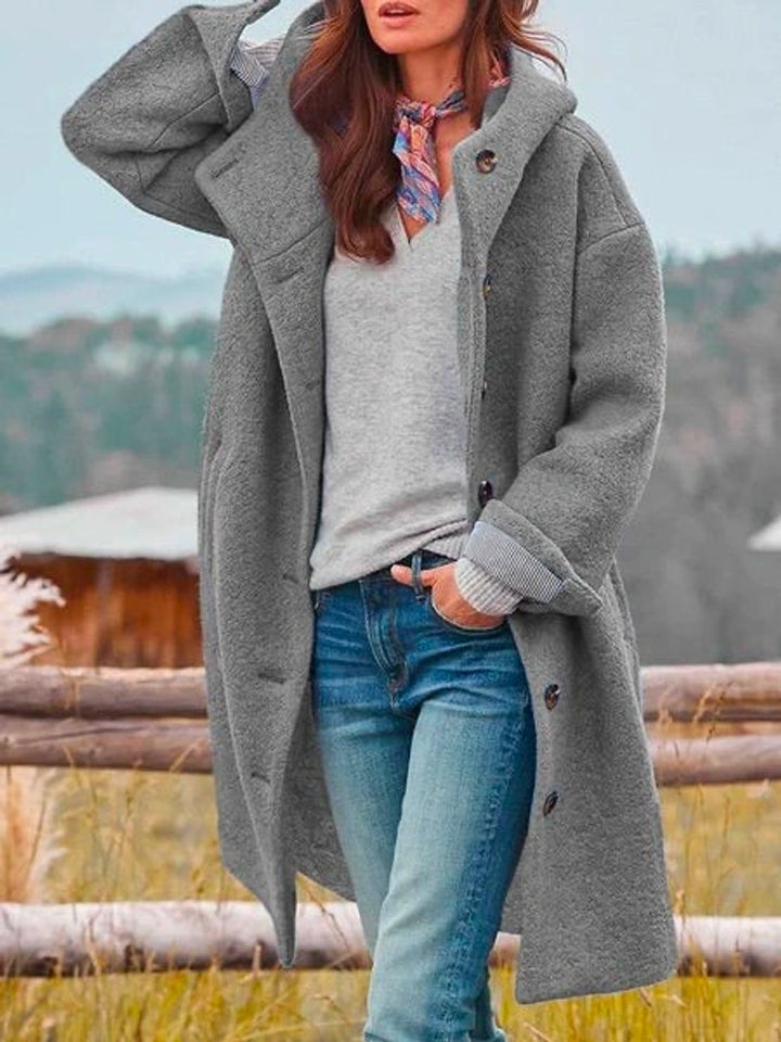 ELEANOR | LONGLINE HOODED BUTTON-FRONT COAT