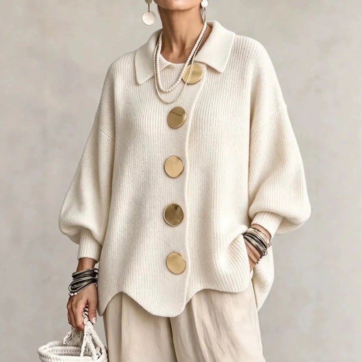 ISABELLE | OVERSIZED COLLARED BUTTON CARDIGAN