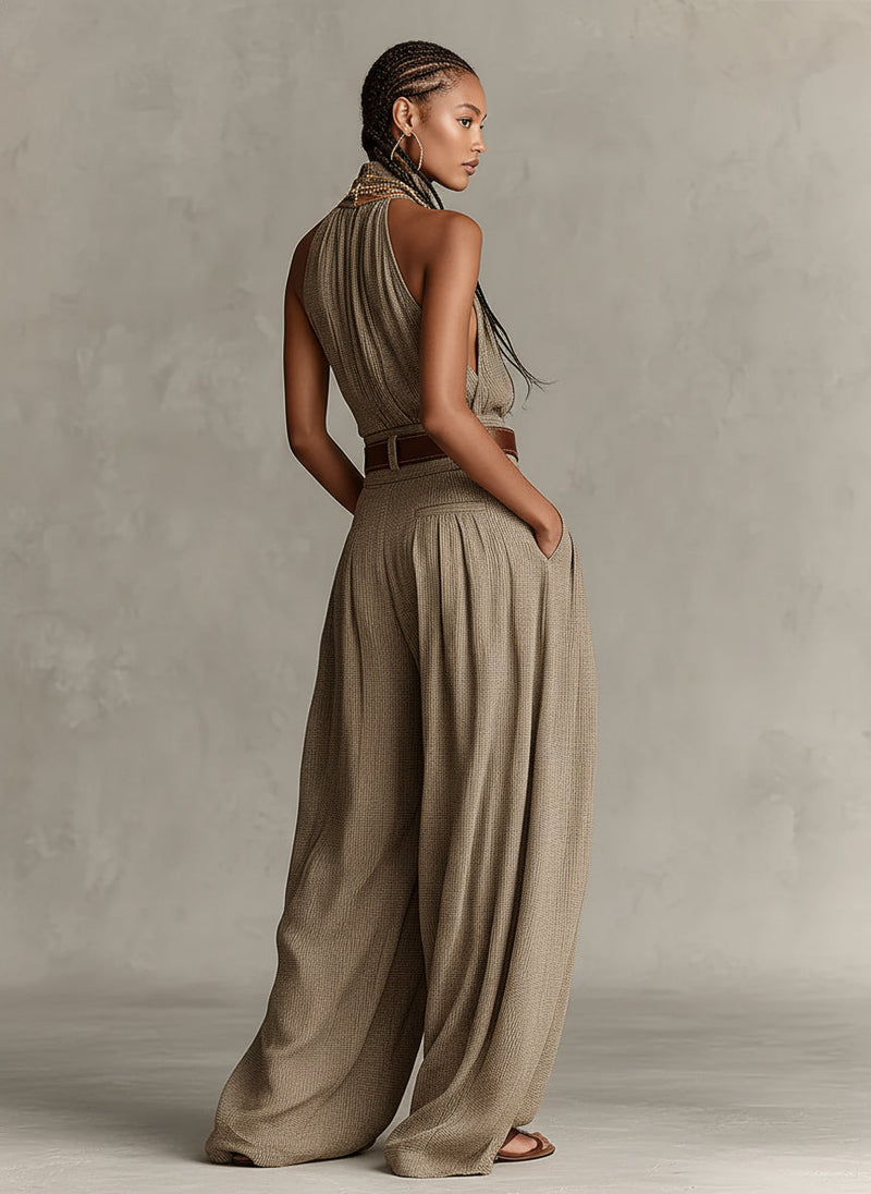 NINA | ELEGANT BELTED WIDE-LEG JUMPSUIT