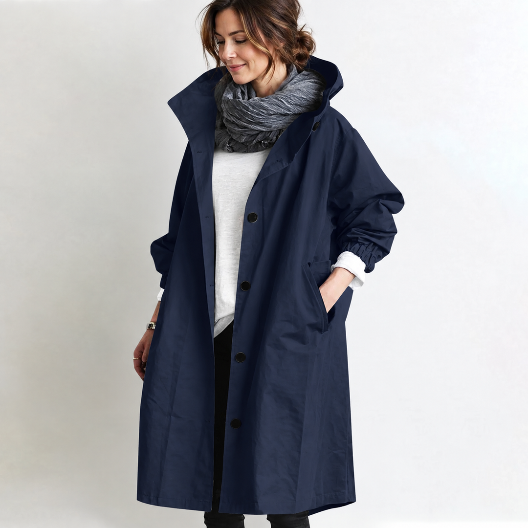 CLAUDIA | HOODED LONGLINE BUTTON-FRONT COAT