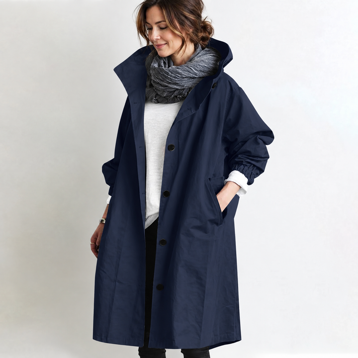CLAUDIA | HOODED LONGLINE BUTTON-FRONT COAT