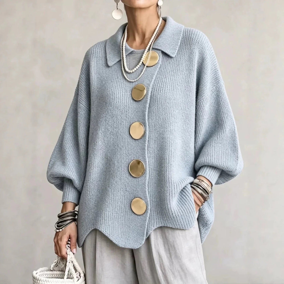 ISABELLE | OVERSIZED COLLARED BUTTON CARDIGAN