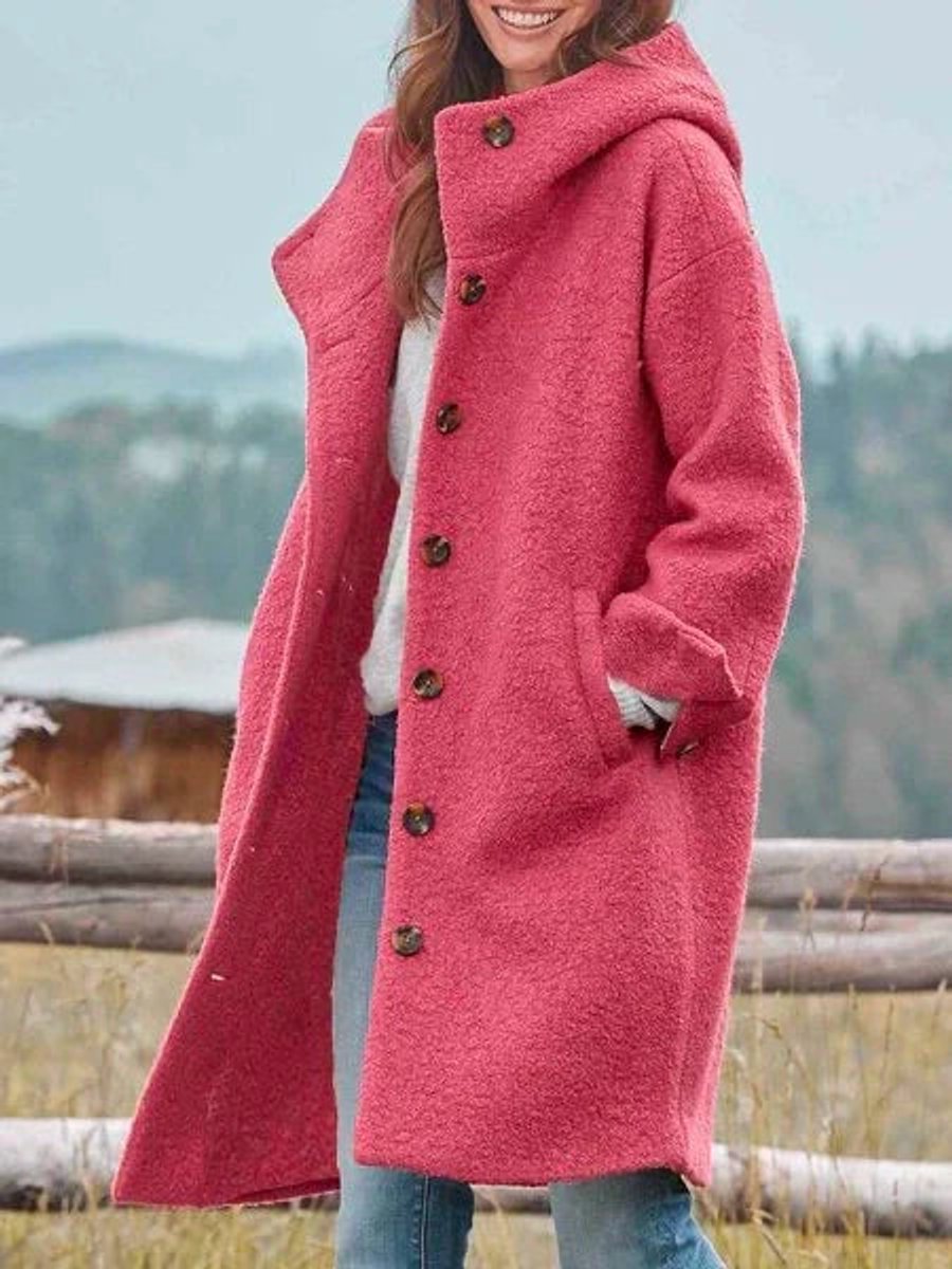 ELEANOR | LONGLINE HOODED BUTTON-FRONT COAT