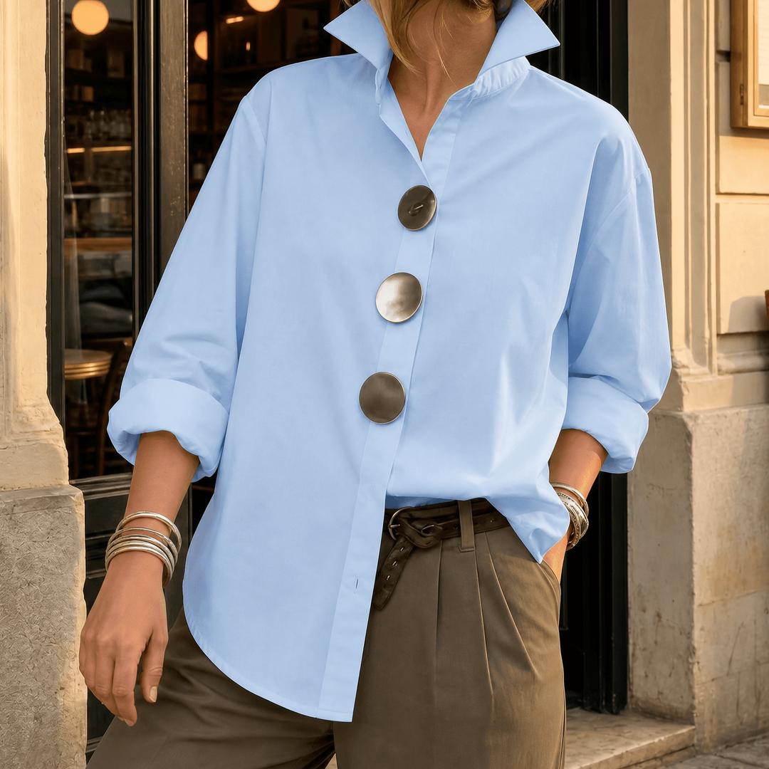PEGGY | ASYMMETRIC STATEMENT-BUTTON BLOUSE
