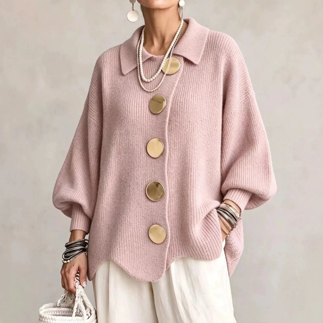 ISABELLE | OVERSIZED COLLARED BUTTON CARDIGAN