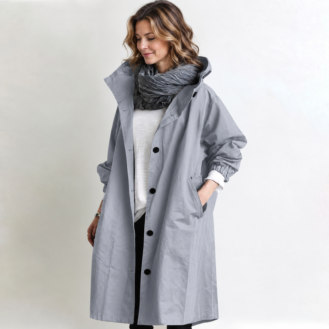 CLAUDIA | HOODED LONGLINE BUTTON-FRONT COAT