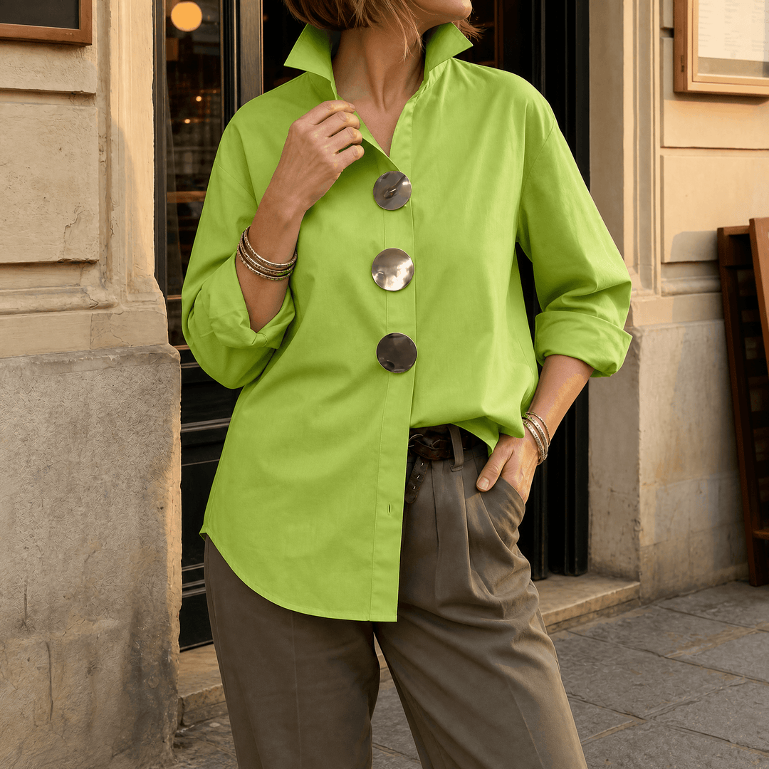 PEGGY | ASYMMETRIC STATEMENT-BUTTON BLOUSE