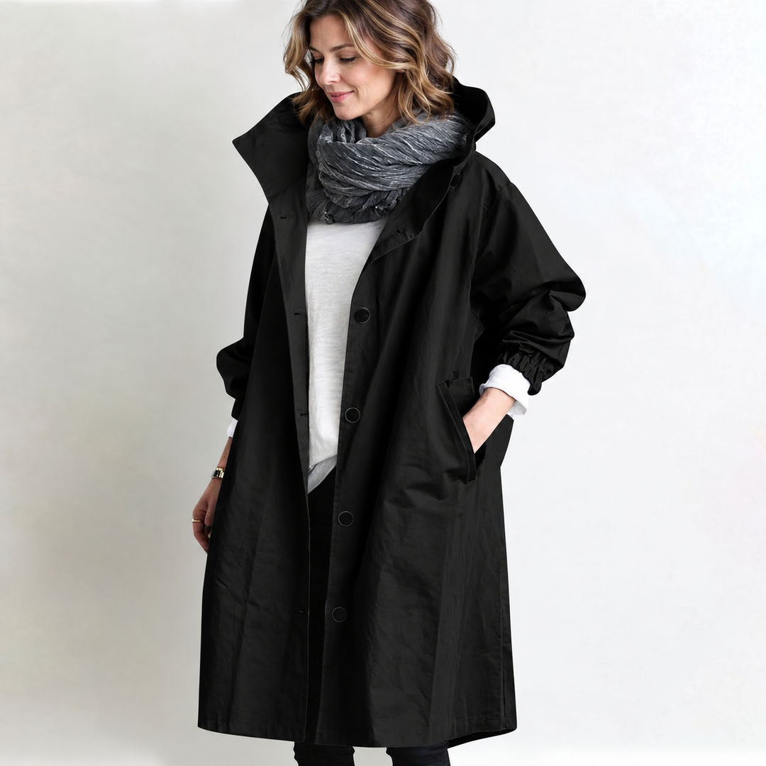 CLAUDIA | HOODED LONGLINE BUTTON-FRONT COAT