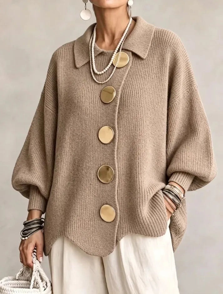 ISABELLE | OVERSIZED COLLARED BUTTON CARDIGAN