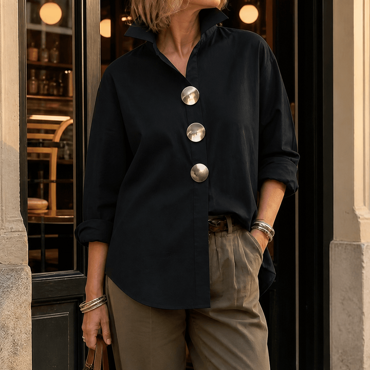 PEGGY | ASYMMETRIC STATEMENT-BUTTON BLOUSE