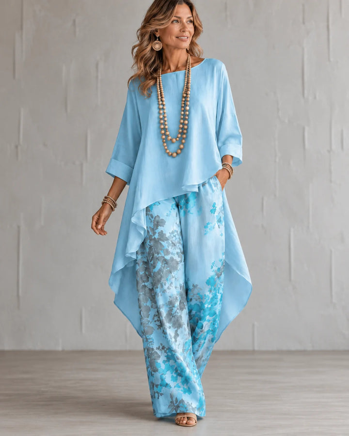 KORA | ASYMMETRICAL TUNIC &amp; WIDE-LEG PANTS SET