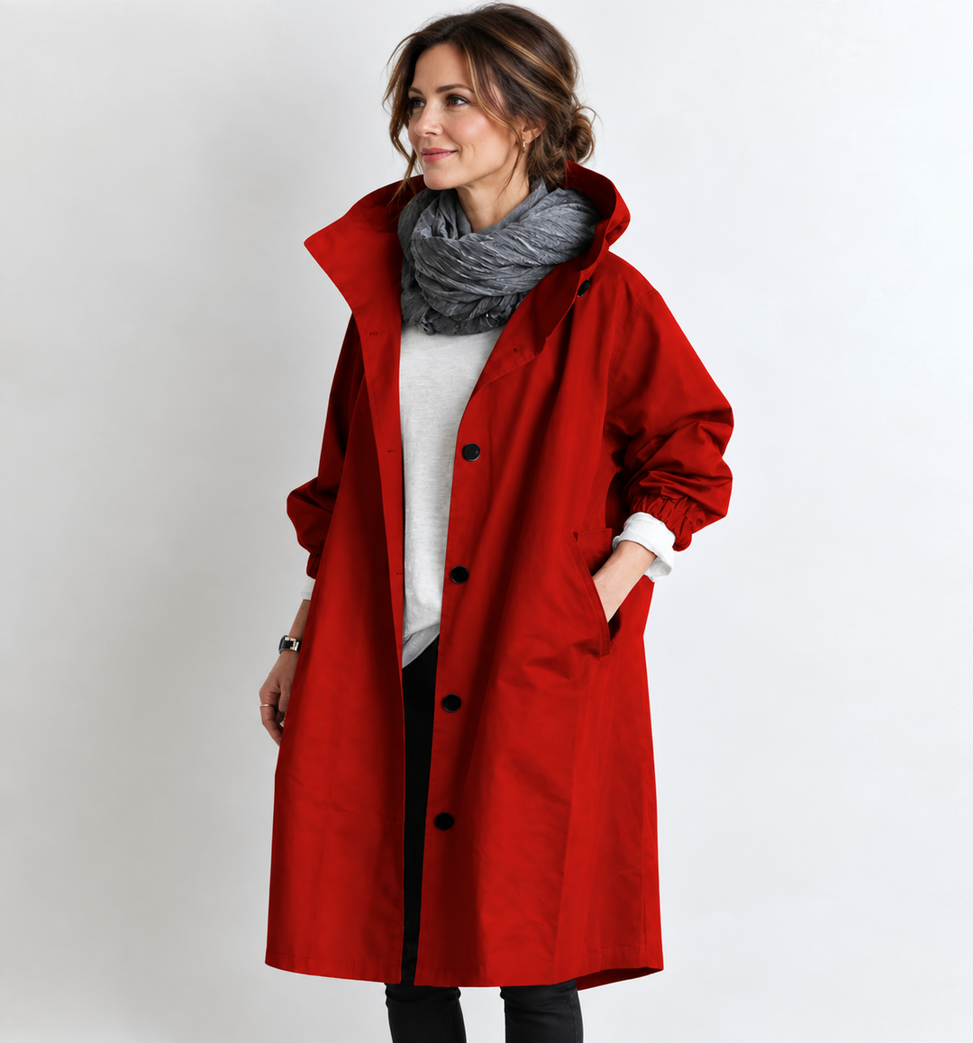 CLAUDIA | HOODED LONGLINE BUTTON-FRONT COAT