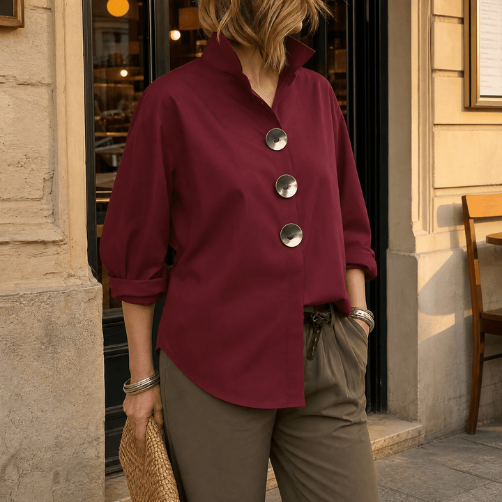 PEGGY | ASYMMETRIC STATEMENT-BUTTON BLOUSE
