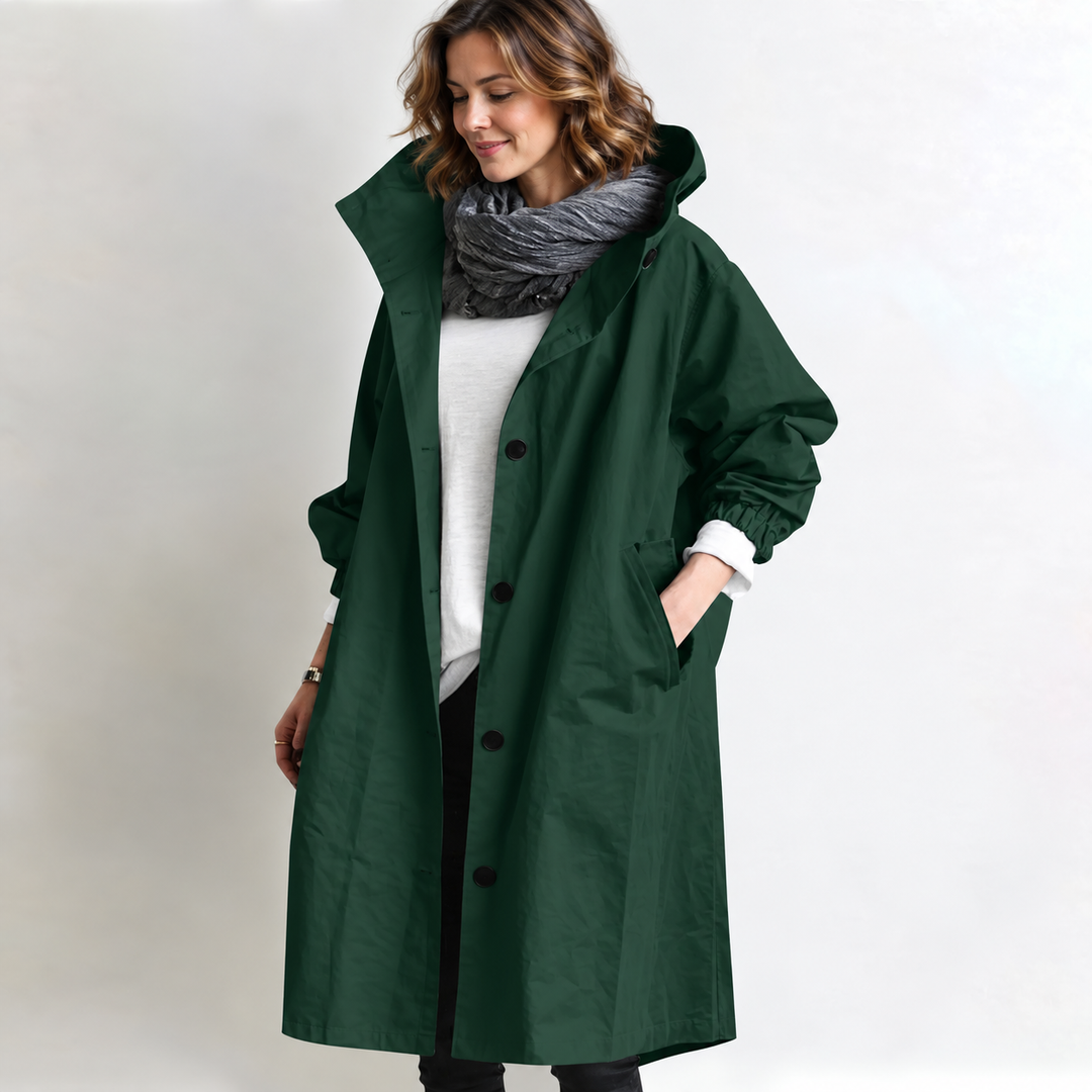 CLAUDIA | HOODED LONGLINE BUTTON-FRONT COAT