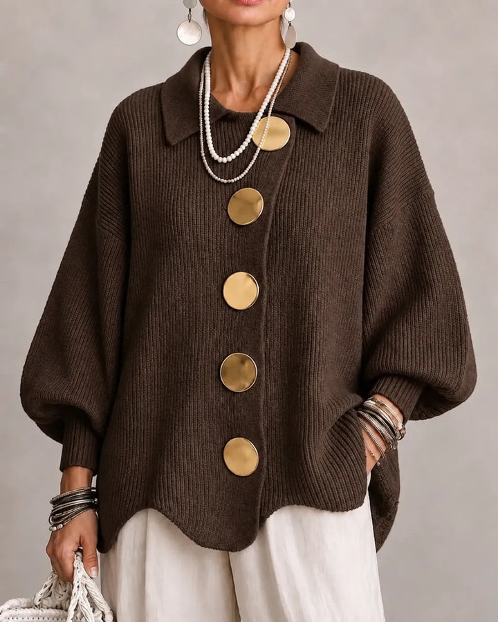 ISABELLE | OVERSIZED COLLARED BUTTON CARDIGAN