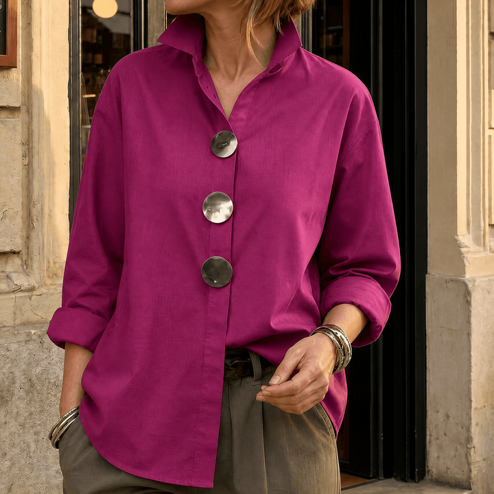 PEGGY | ASYMMETRIC STATEMENT-BUTTON BLOUSE