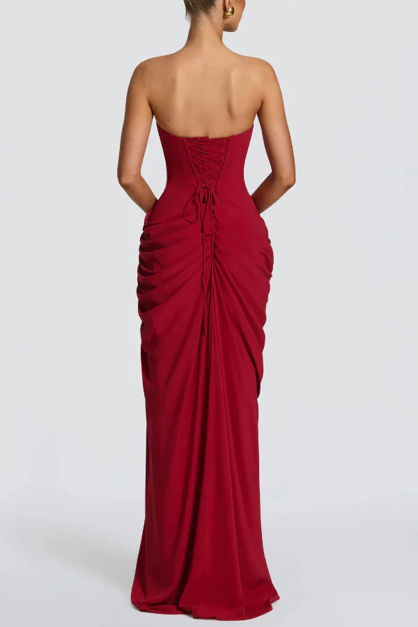 CYRA | STRAPLESS CHIFFON MAXI DRESS
