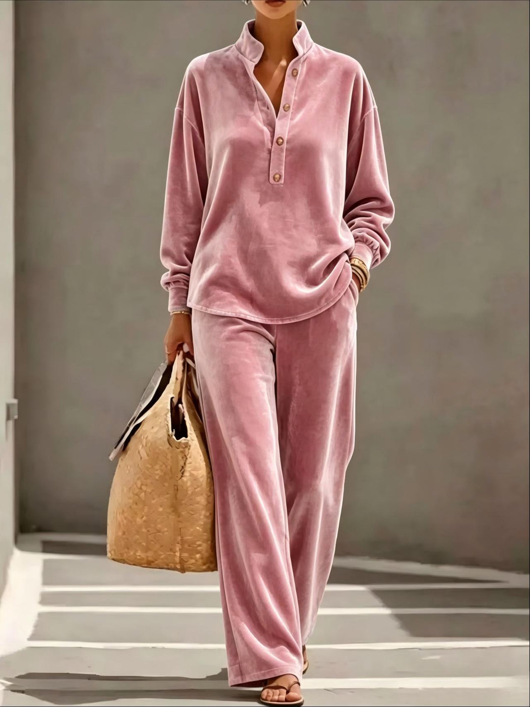 AMELIE | BUTTON-FRONT TOP AND TROUSER SET