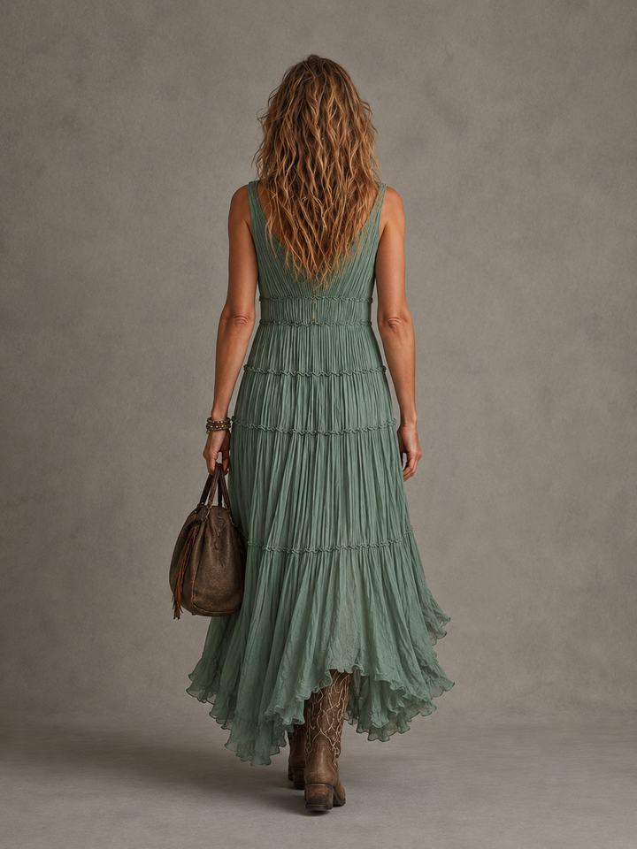 AVA | GATHERED PLEATED MAXI DRESS