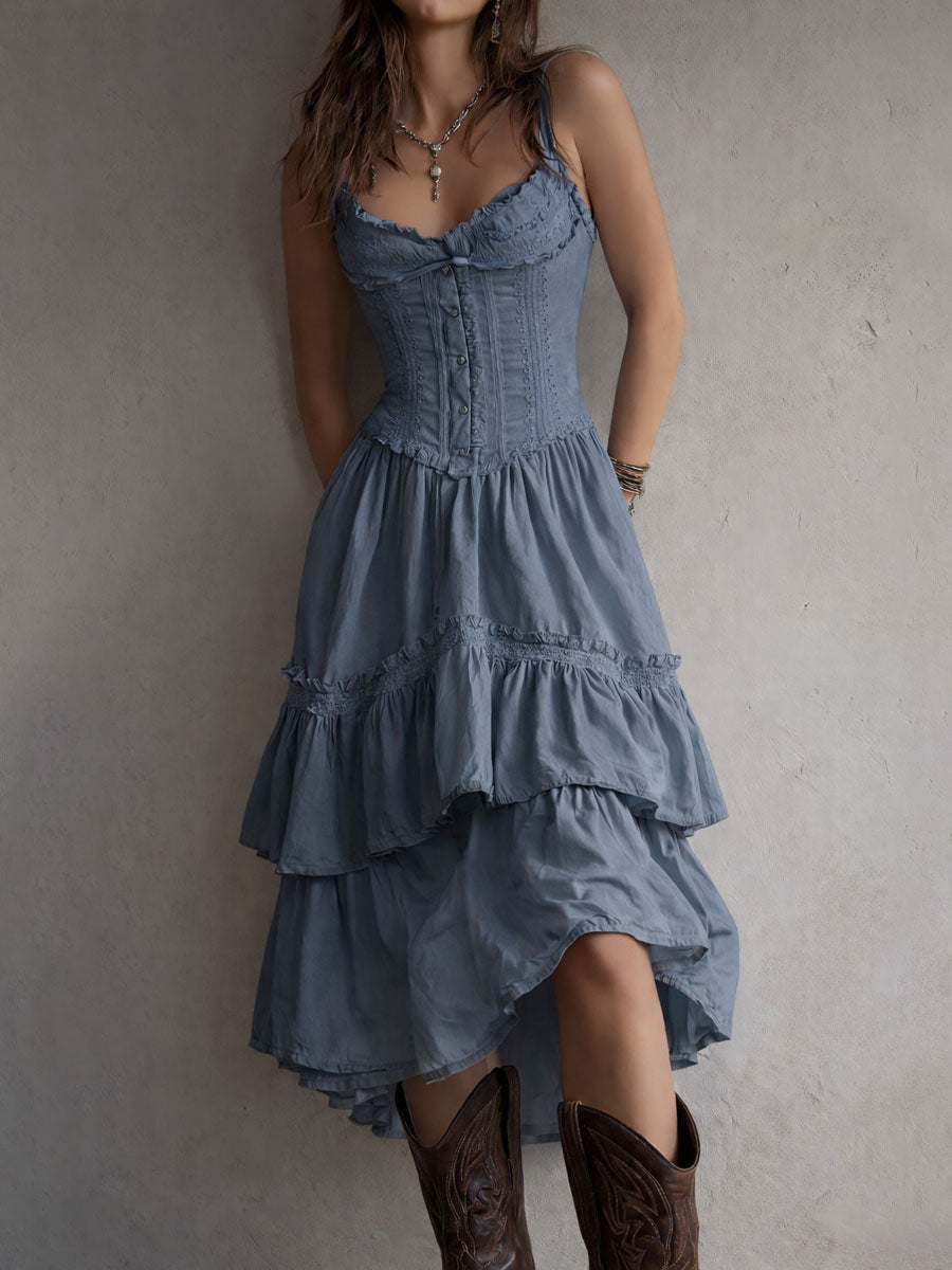 ELARA | BOHO CORSET MIDI DRESS