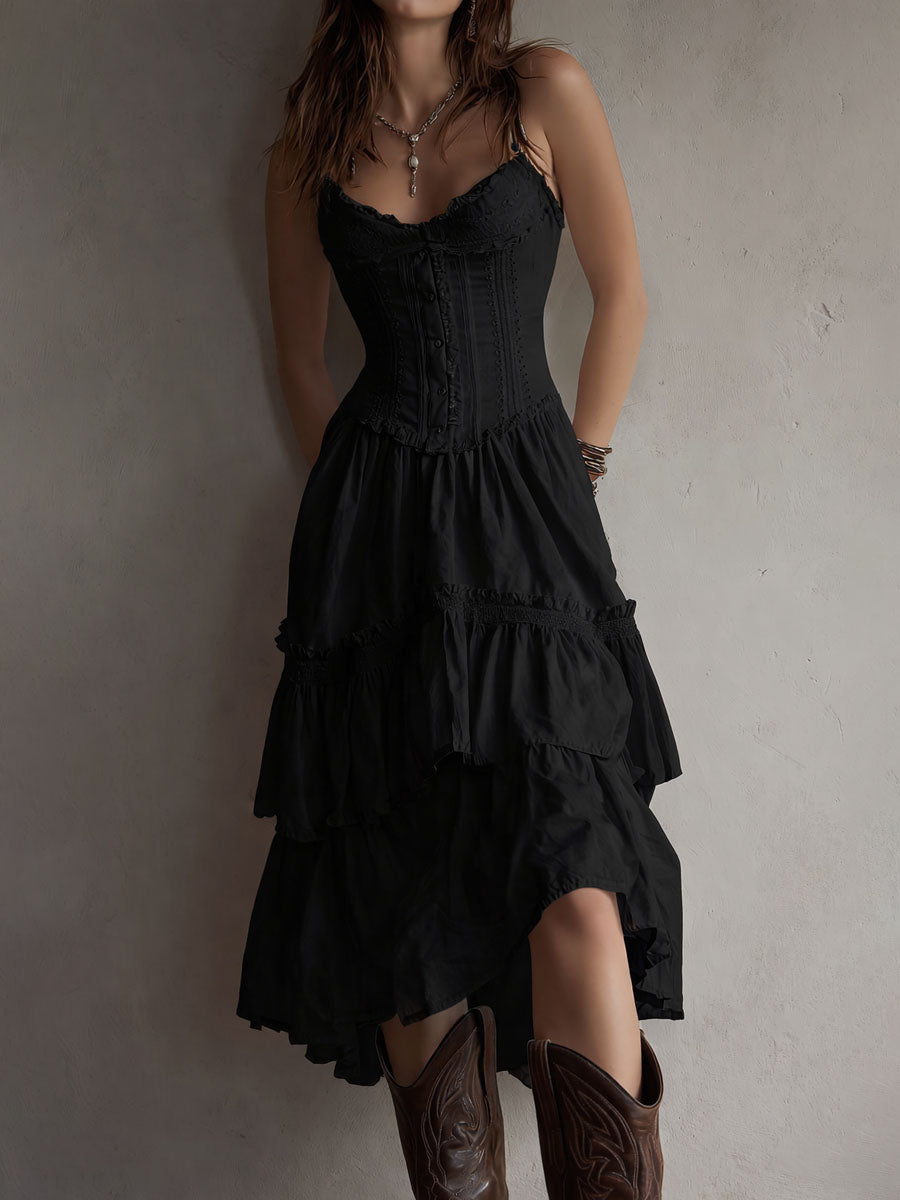 ELARA | BOHO CORSET MIDI DRESS