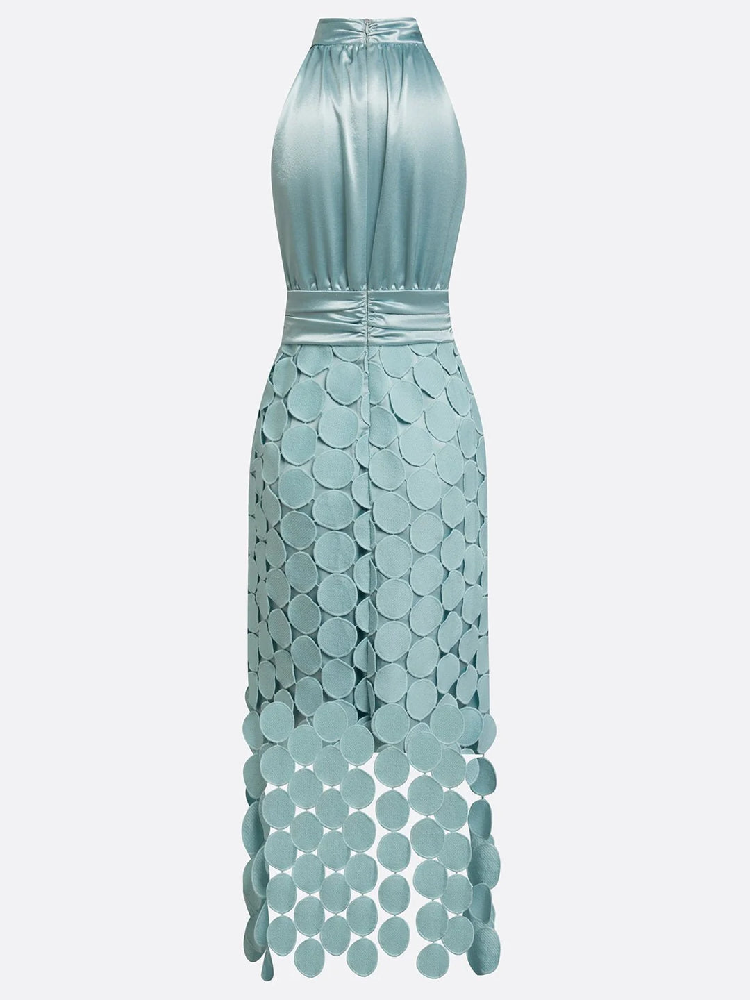 CECILIA | HALTER NECK SATIN-EFFECT MIDI DRESS