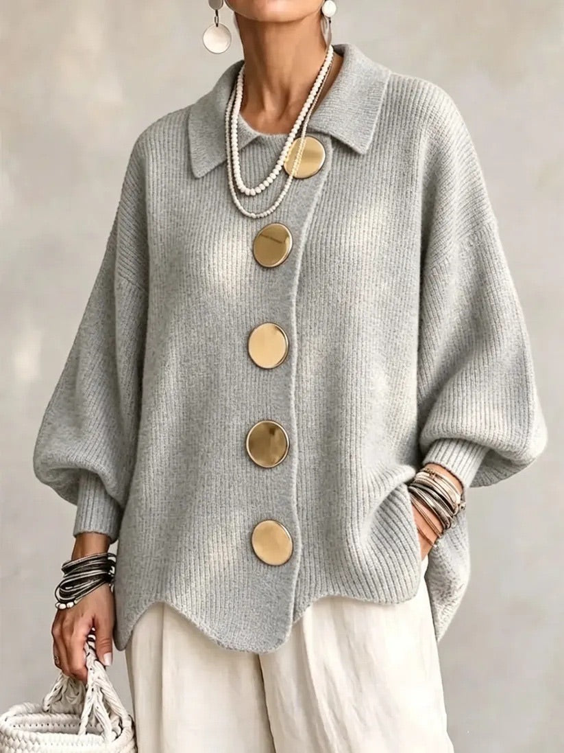 ISABELLE | OVERSIZED COLLARED BUTTON CARDIGAN