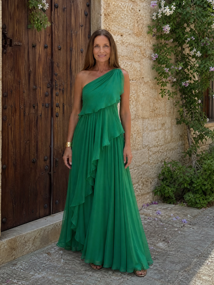 TRACEY | ONE-SHOULDER RUFFLE MAXI DRESS