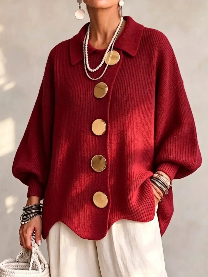 ISABELLE | OVERSIZED COLLARED BUTTON CARDIGAN
