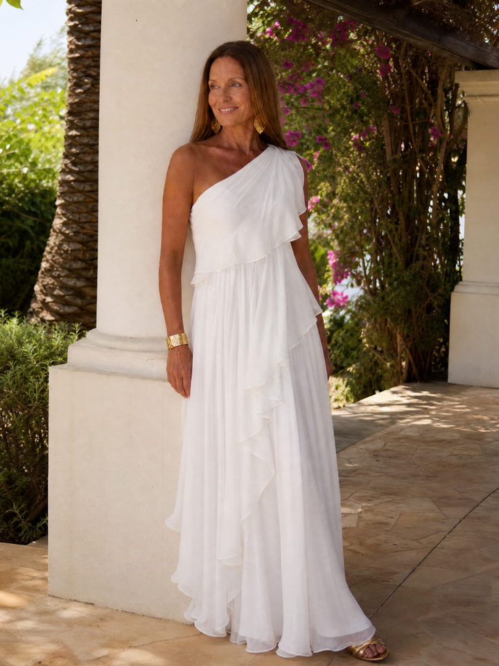 TRACEY | ONE-SHOULDER RUFFLE MAXI DRESS