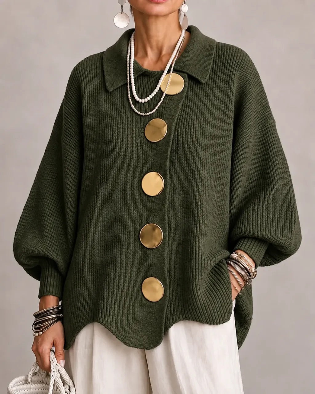 ISABELLE | OVERSIZED COLLARED BUTTON CARDIGAN